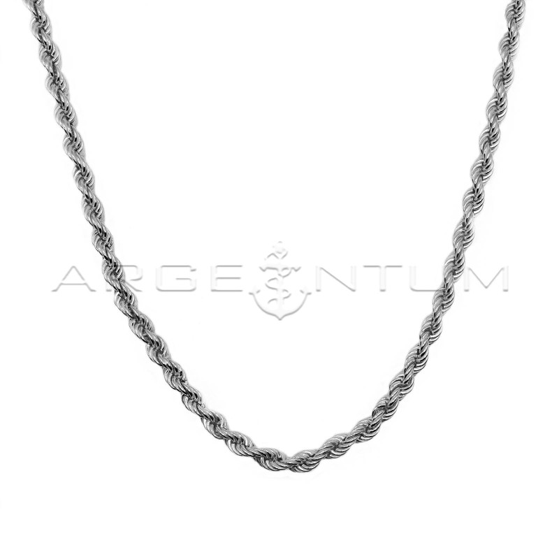 Collana maglia fune mm 6 placcata oro bianco in argento 925