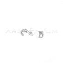 Half circle earrings with pressure attachment with two rows of white gold plated zircons in 925 silver