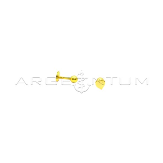Orecchini piercing cuore a lastra placcato oro giallo in argento 925
