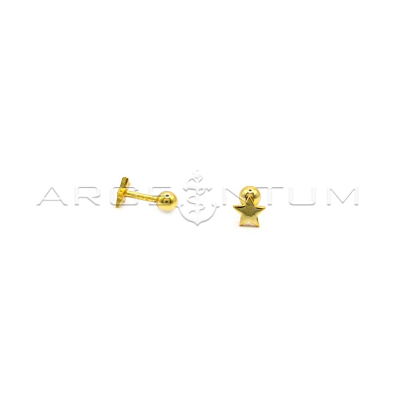 Orecchini piercing  stella a lastra placcato oro giallo in argento 925