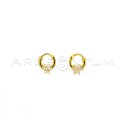Hoop earrings with yellow gold plated white zircon central flower in 925 silver