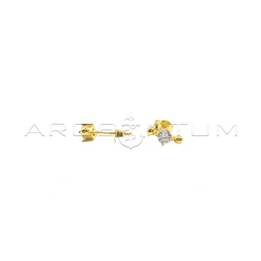 Orecchini a lobo con attacco a pressione punto luce con sfere laterali placcati oro giallo in argento 925
