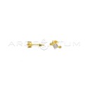 Stud earrings with light point pressure attachment with yellow gold plated side spheres in 925 silver