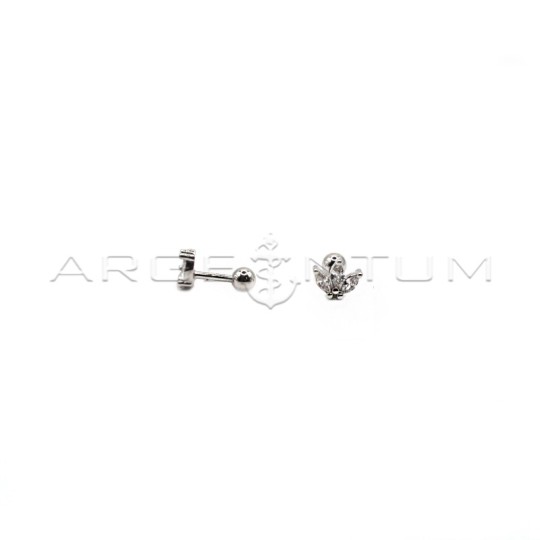 Orecchino piercing con tre spole placcato oro bianco in argento 925