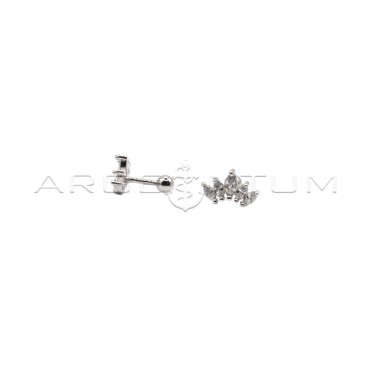 Orecchini piercing con cinque spole di zirconi bianchi placcato oro bianco in argento 925