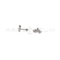 Piercing earrings with five spools of white gold plated zircons in 925 silver