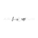 Stud earrings with V pressure attachment with row of white gold plated zircons in 925 silver