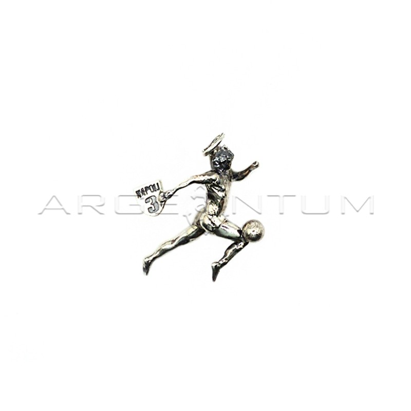 Maradona burnished microcast pendant with shield in 925 silver