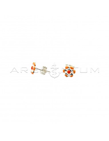 Orange enamelled flower stud earrings...