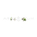 Orecchini a lobo tartaruga smaltata verde placcato oro bianco in argento 925