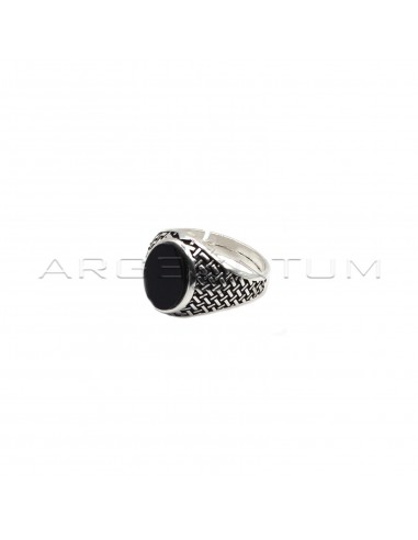 Adjustable oval shield ring with...