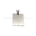 Smooth rectangular medal 18x24 mm. white gold plated in 925 silver
