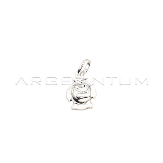 Ciondolo pesciolino accoppiato smaltato bianco in argento bianco 925