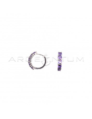 ø 15 mm hoop earrings with 5 purple...