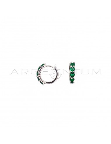 ø 15 mm hoop earrings with 5 green...