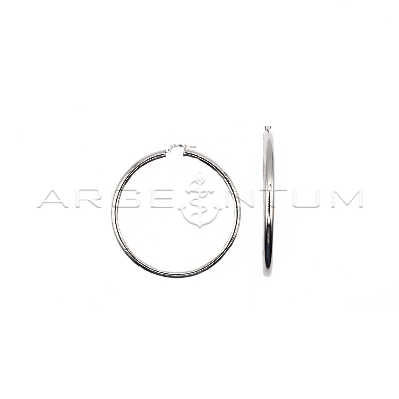 Internal hoop earrings 54 mm barrel 4 with white gold plated snap closure in 925 silver