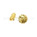 Electroformed flower stud earrings with yellow gold plated clip and pin closure in 925 silver