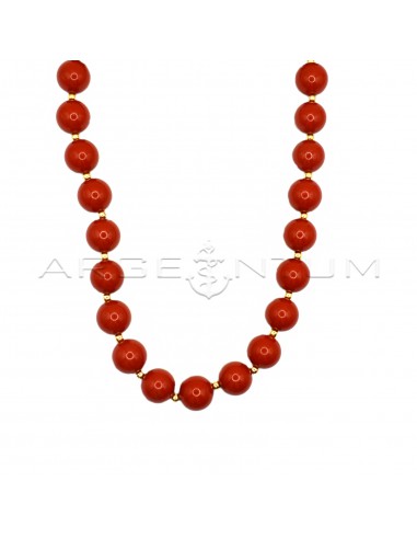 Coral paste sphere necklace with 925...