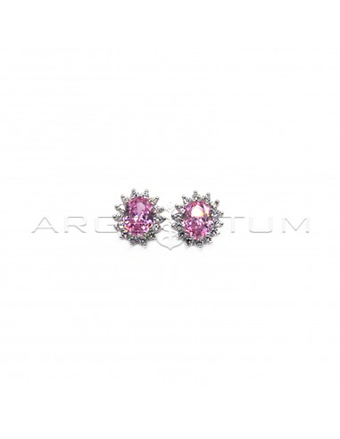 10.5x13 mm lobe earrings with pink...