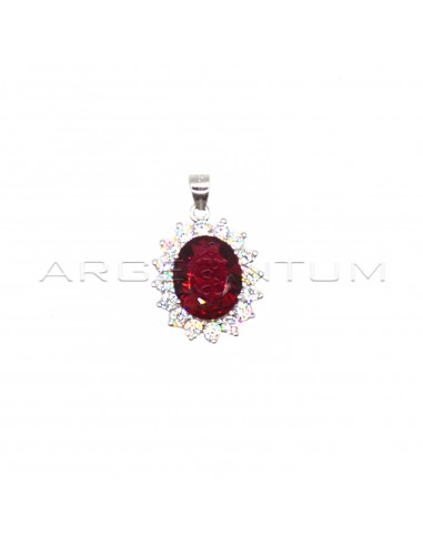 17x15mm pendant with red oval zircon...