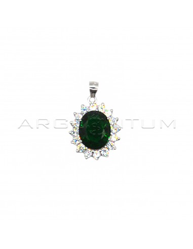 17x15mm pendant with green oval...