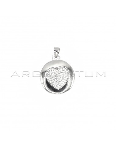 Round photo pendant with pavé heart...
