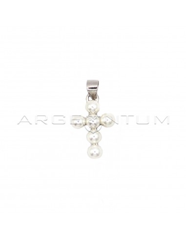White gold plated pearl cross pendant...
