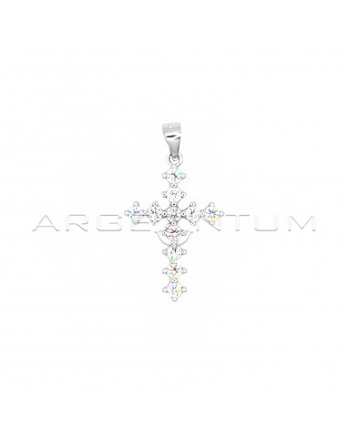 Cross pendant of white zircons with 4...
