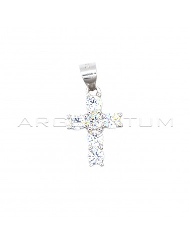 Cross pendant with white zircons...