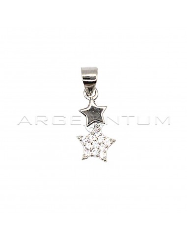Two star pendant in white gold plated...