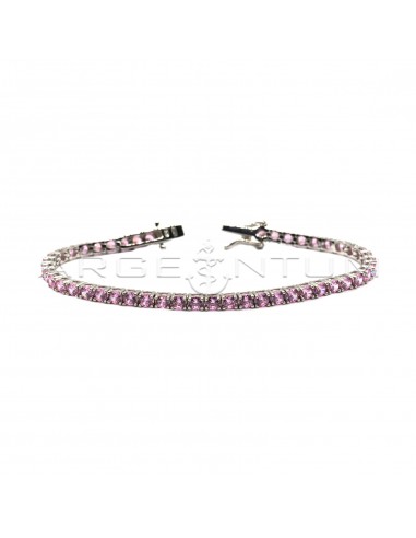 Tennis bracelet with 3mm pink zircons...
