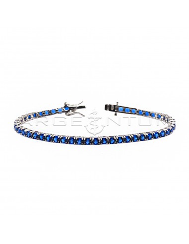 Tennis bracelet with 3mm blue zircons...