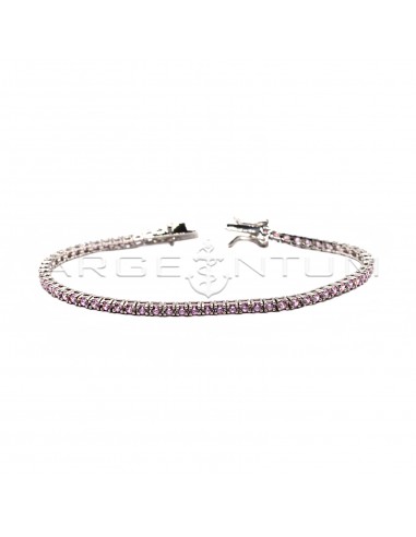 Tennis bracelet with 2mm pink zircons...