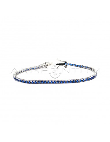 Tennis bracelet with 2mm blue zircons...