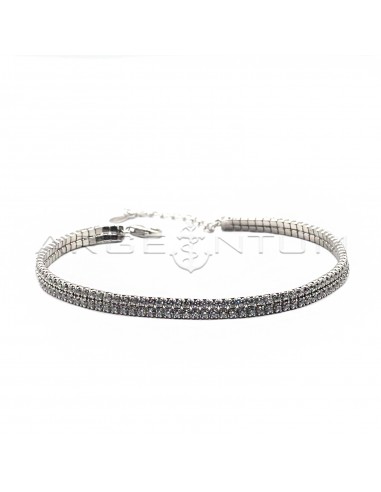 Tennis bracelet with 2 rows of white...
