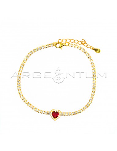 Tennis bracelet with central red...