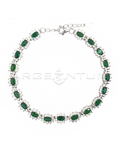 Bracelet with green oval zircons in a...