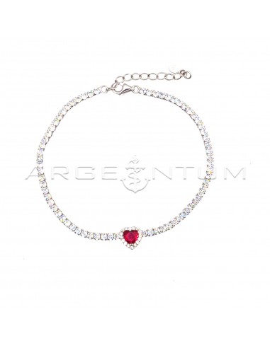 Tennis bracelet with central red...