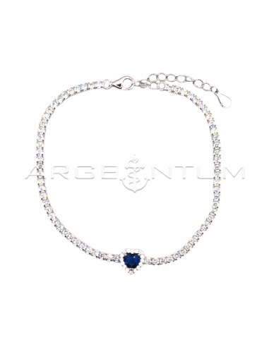 Tennis bracelet with central blue...