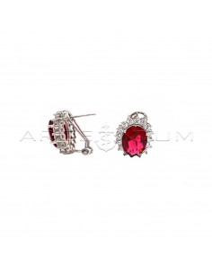 Lobe earrings with red oval...