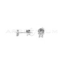 White gold plated 925 silver white zircon flower petal stud earring