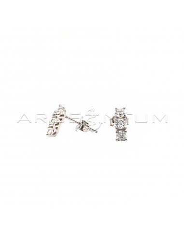 Trilogy lobe earrings with 3mm white...