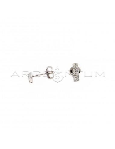 Rectangular stud earrings with 2 rows...