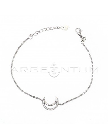 Rolo link bracelet with white zircon...