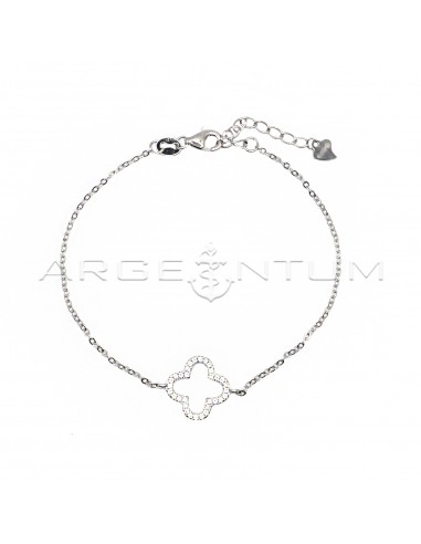 Rolo mesh bracelet with white zircon...