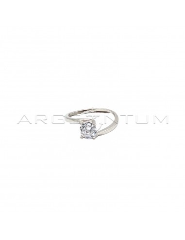 Adjustable solitaire ring with white...