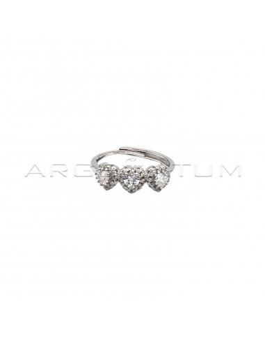 Adjustable ring with 3 white zircon...