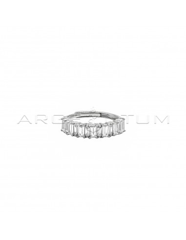 Adjustable half band ring with white...
