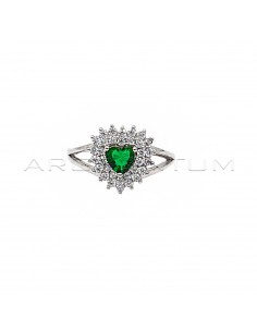 Adjustable ring with green...