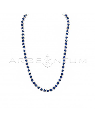 Necklace with blue round zircons in...